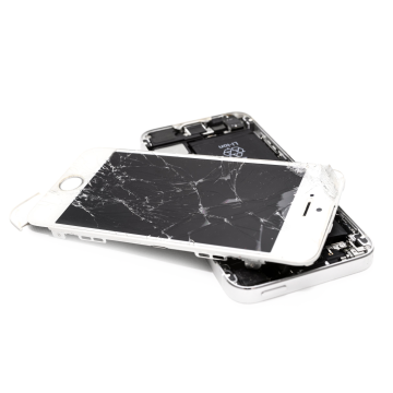 Electronic waste; broken white smart-phone